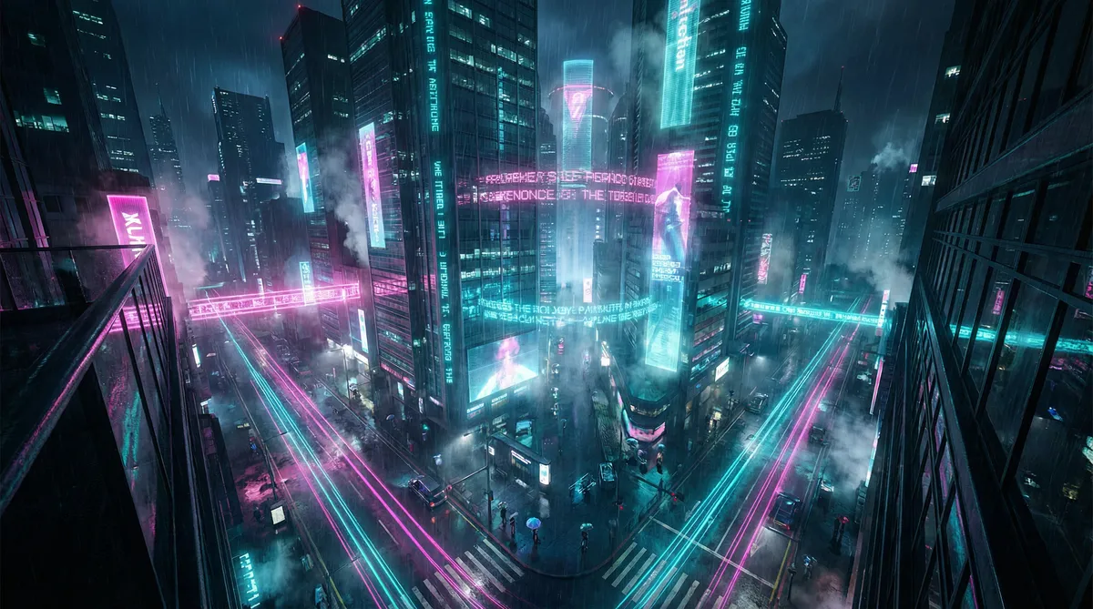 凛音凉子 竖屏短剧平台首页背景 - 赛博朋克都市夜景